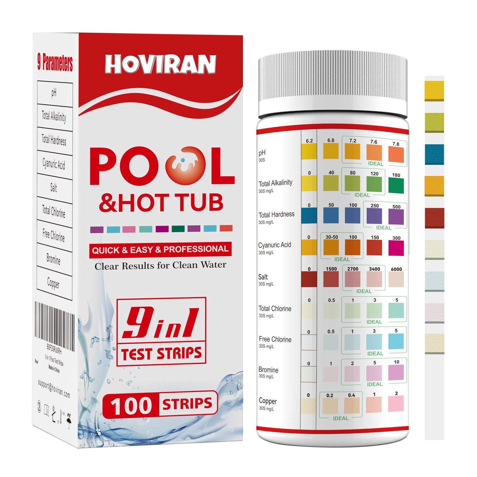 Pool Salt Test Strips, Hot Tub Strips 9 in 9 1 pool test strips 125ct