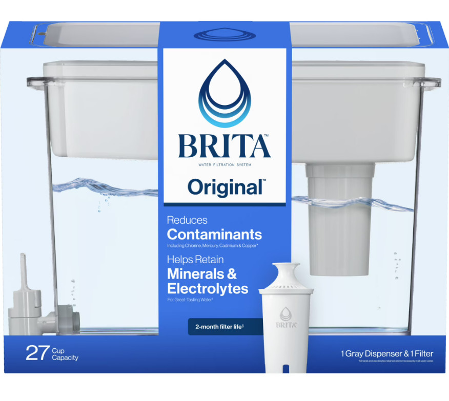 Brita Extra Large 27-Cup UltraMax Filtered Water Dispenser with Filter – Gray