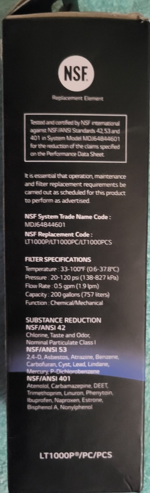 4X Genuine LG Water Filter Replacement Cartridge LT1000P/PC/PCS – 4 Sealed Pack