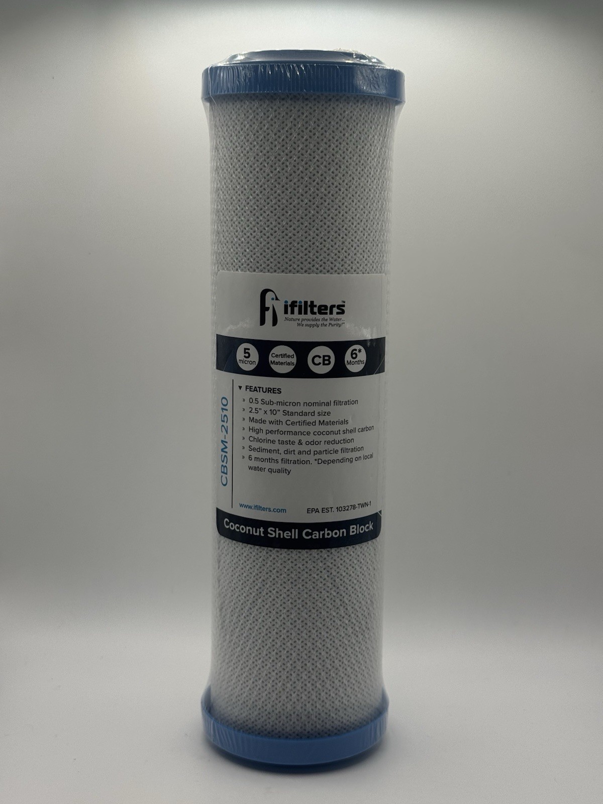 Coconut Shell CTO, Cyst Carbon Block Drinking Water Filter, 2.5 x 10, 0.5 Micron