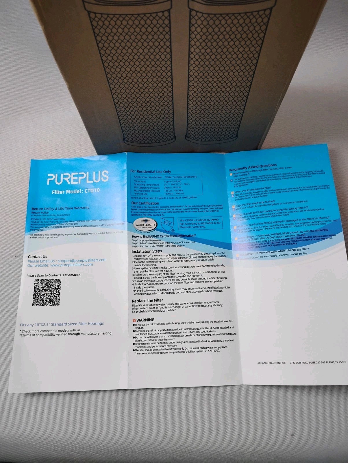 PurePlus 2Pc-CTO10 10″ x 2.5″ Sintering Activated Carbon Block Water Filter New