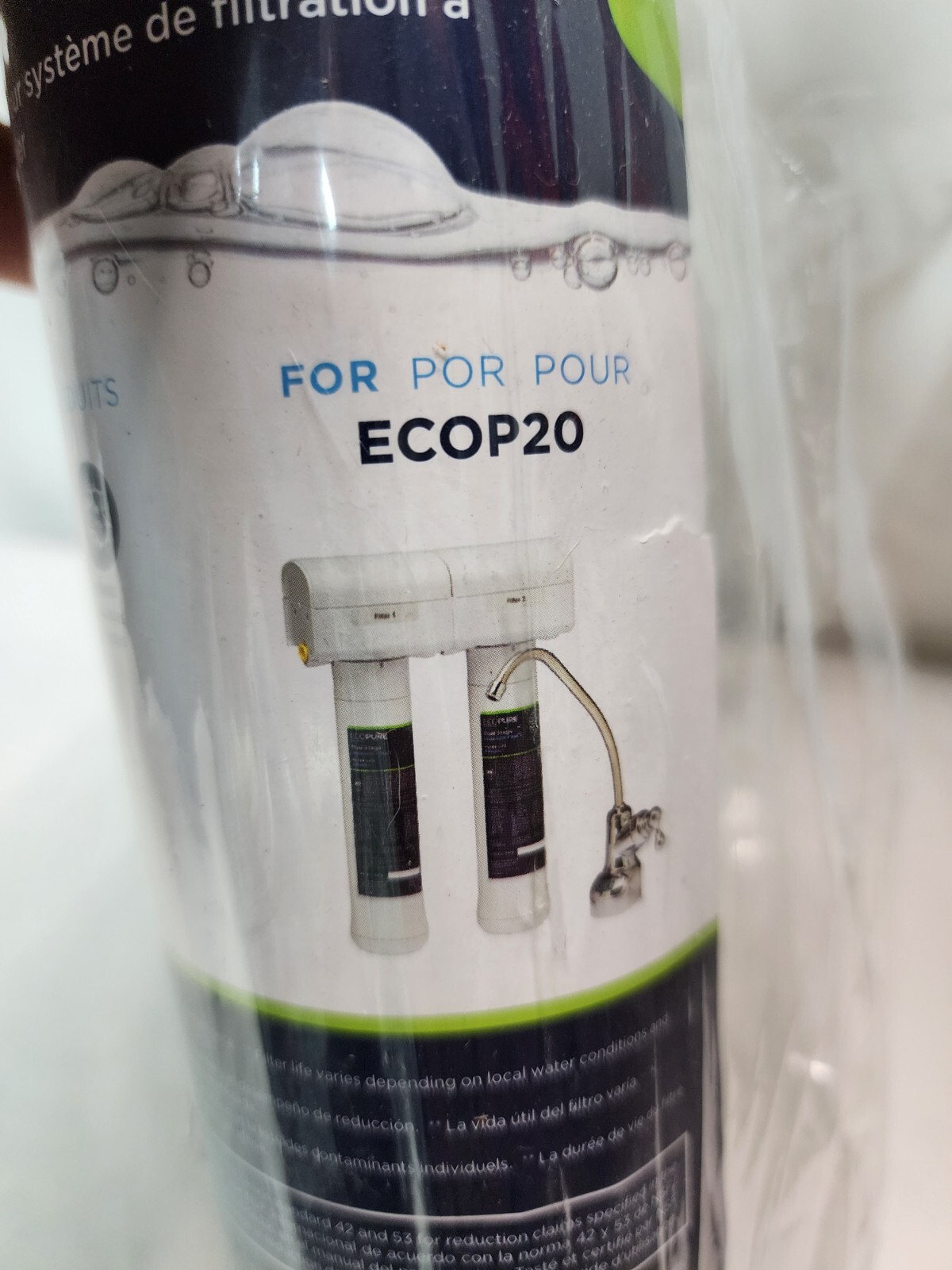 EcoPure ECOP20 Dual Stage Undersink Water Filtration System, 1 Count