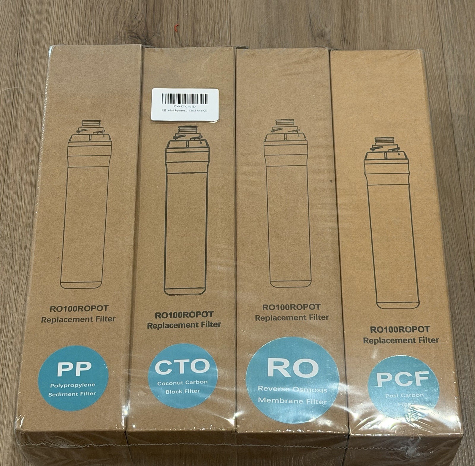 Bluevua RO100ROPOT 4-Pack Replacement Filter Set PP CTO RO PCF NEW SEALED