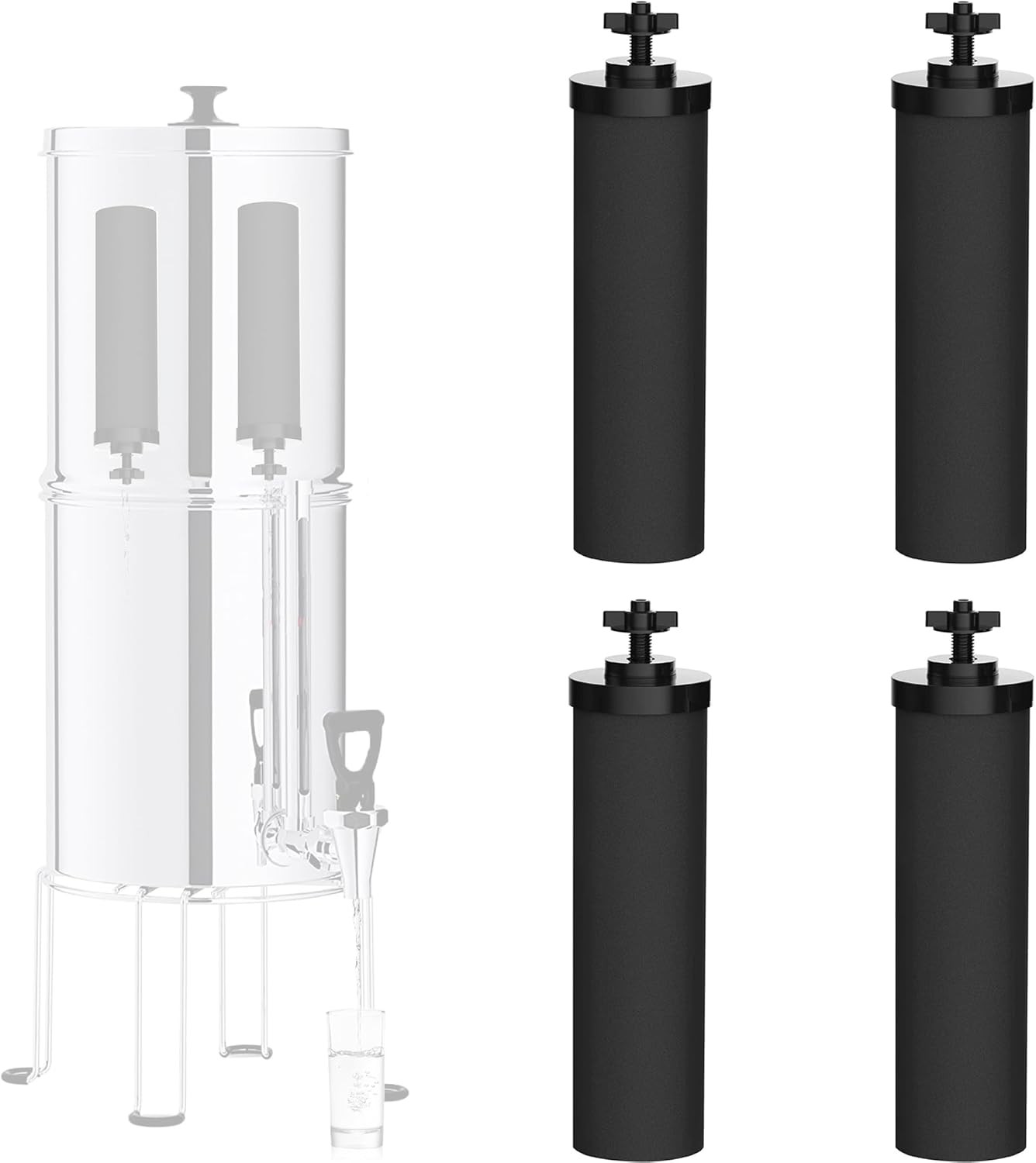 2 4 Packs Replacement Gravity System Filters BB9-2 Black For Berkey Water Filter