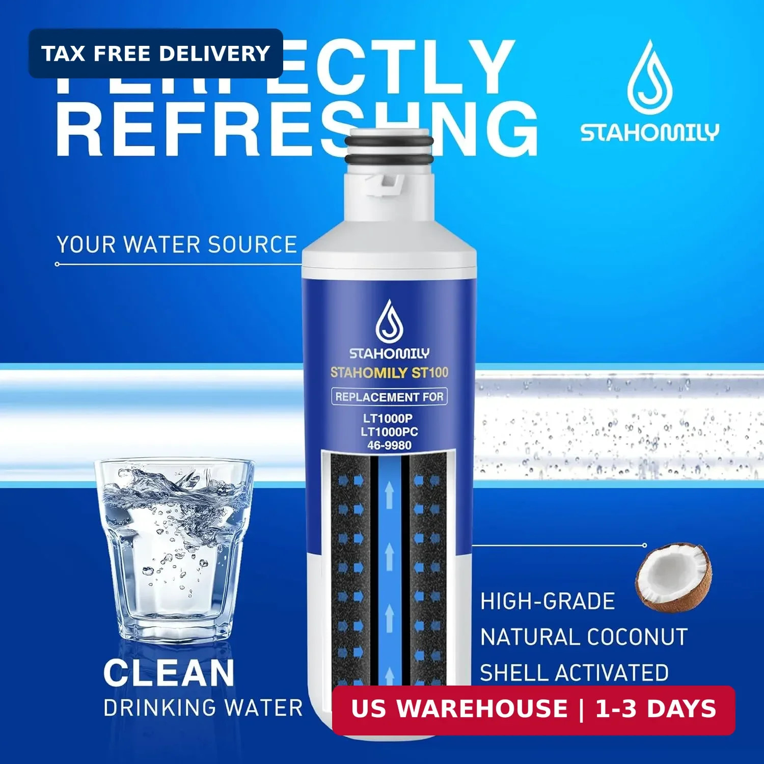 ADQ747935 Water Filter Replacement for LG Water Filter LT1000P/PC/PCS, AGF803007