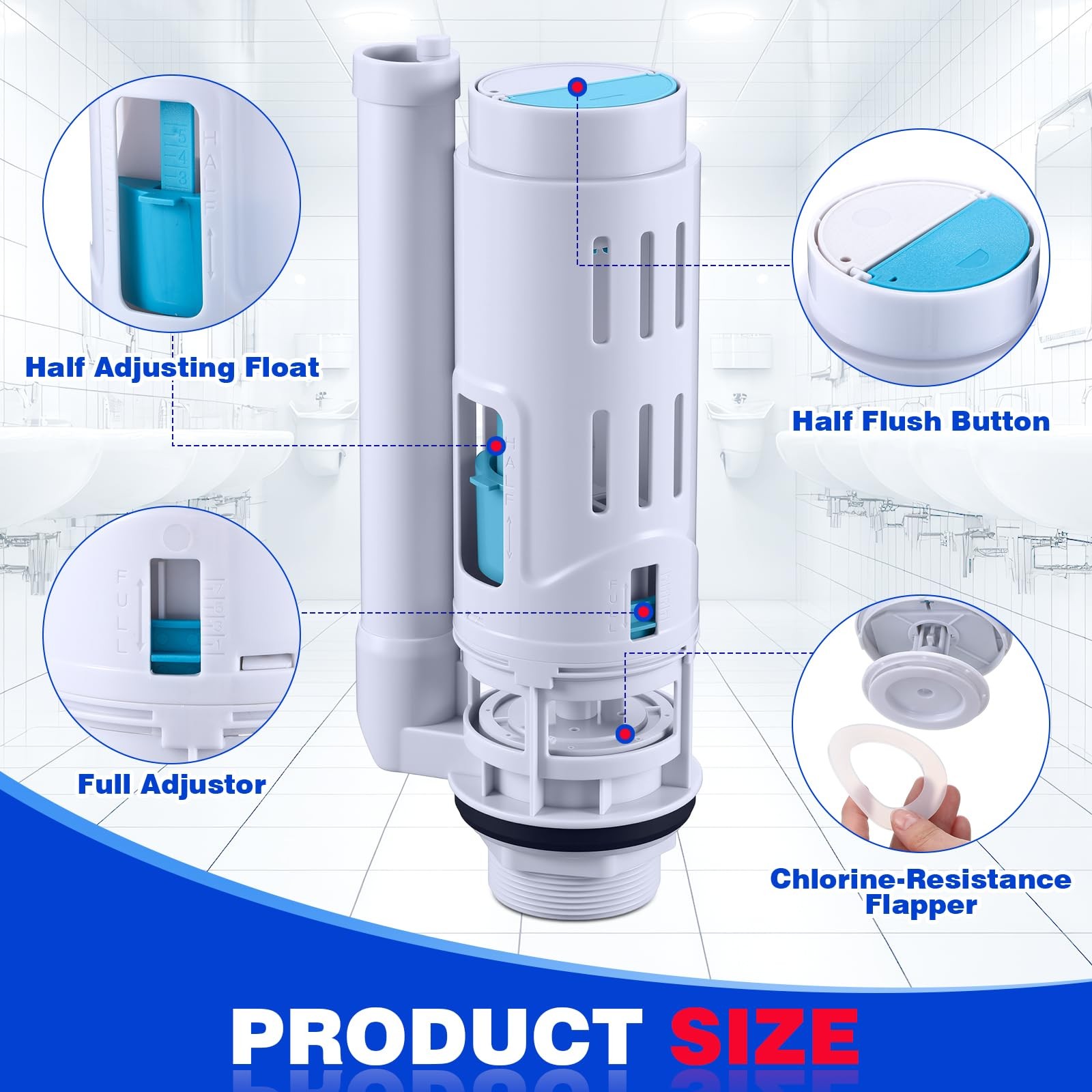 2 PCS Toilet Tank Replacement Kit 2 Inch Dual Flush Valve Repair Set Button