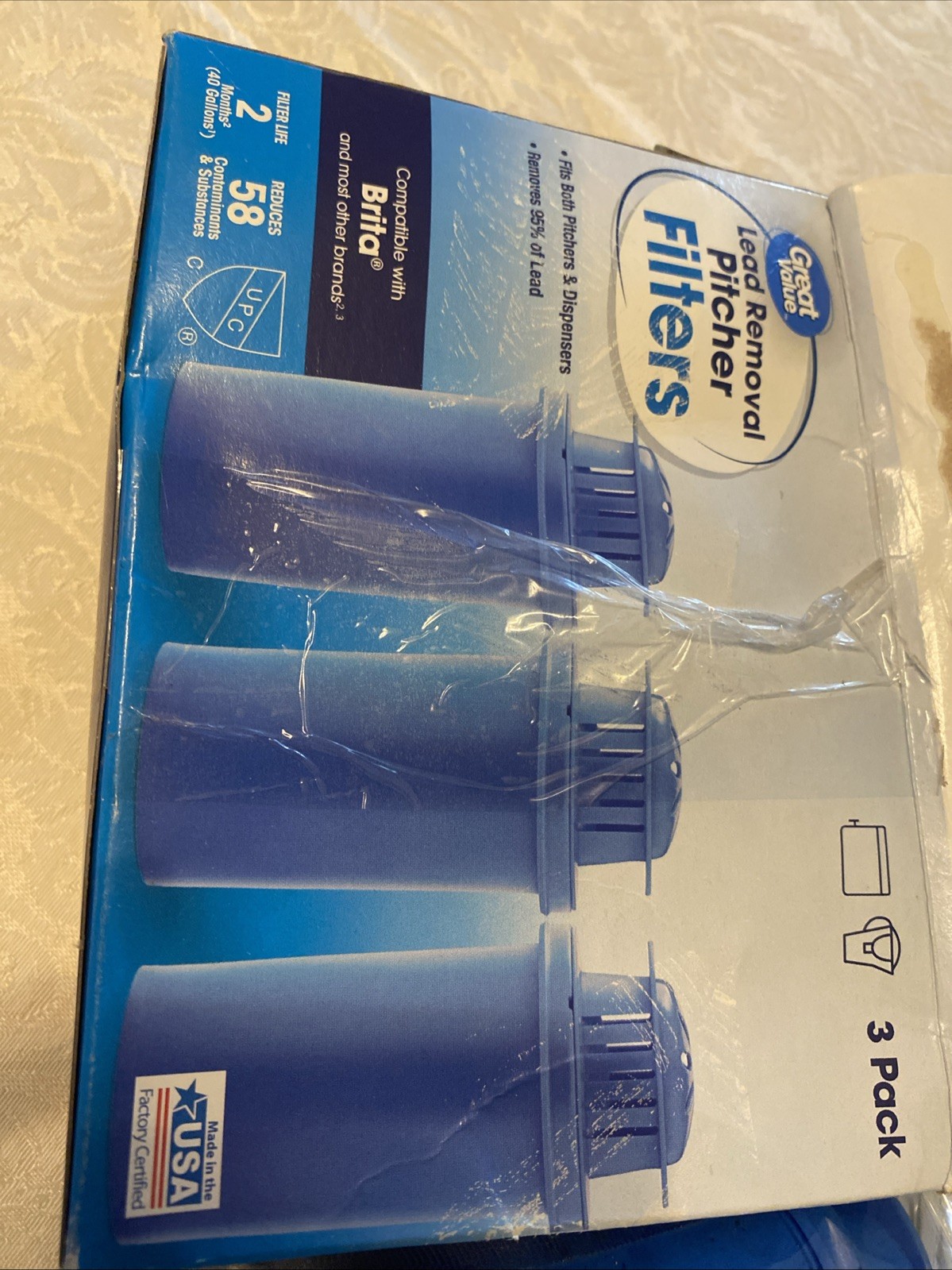 Great Value Water Filter Pitcher Replacement for Brita 3 Count Pack