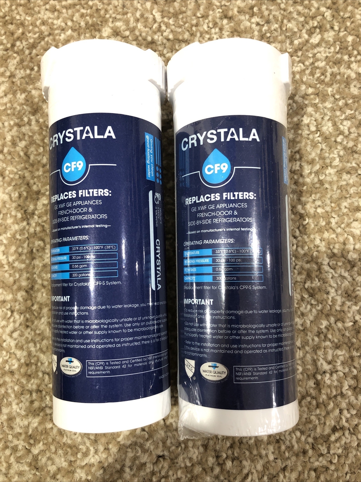 Crystals Replacement Filters For GE Appliances, French-Door &Side-by-Side Fridge