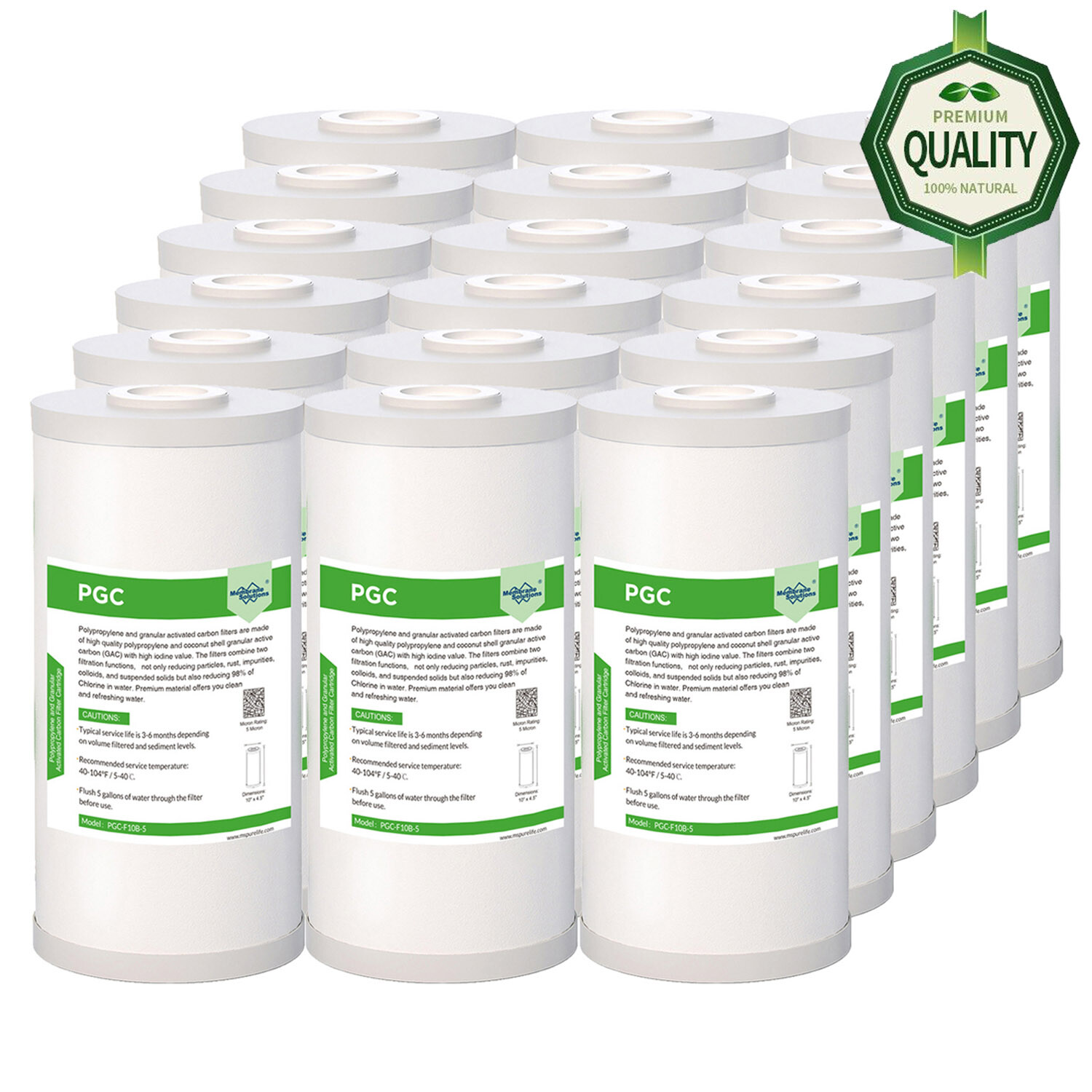 5μm 10″x4.5″ 2in1 Sediment Carbon GAC Water Filter Cartridges Replacement 1-18PK