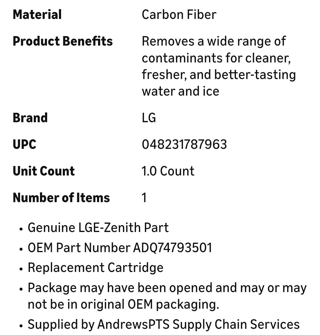 LG Water Filter Cartridge LT1000P Replacement for LG Water FiIter
