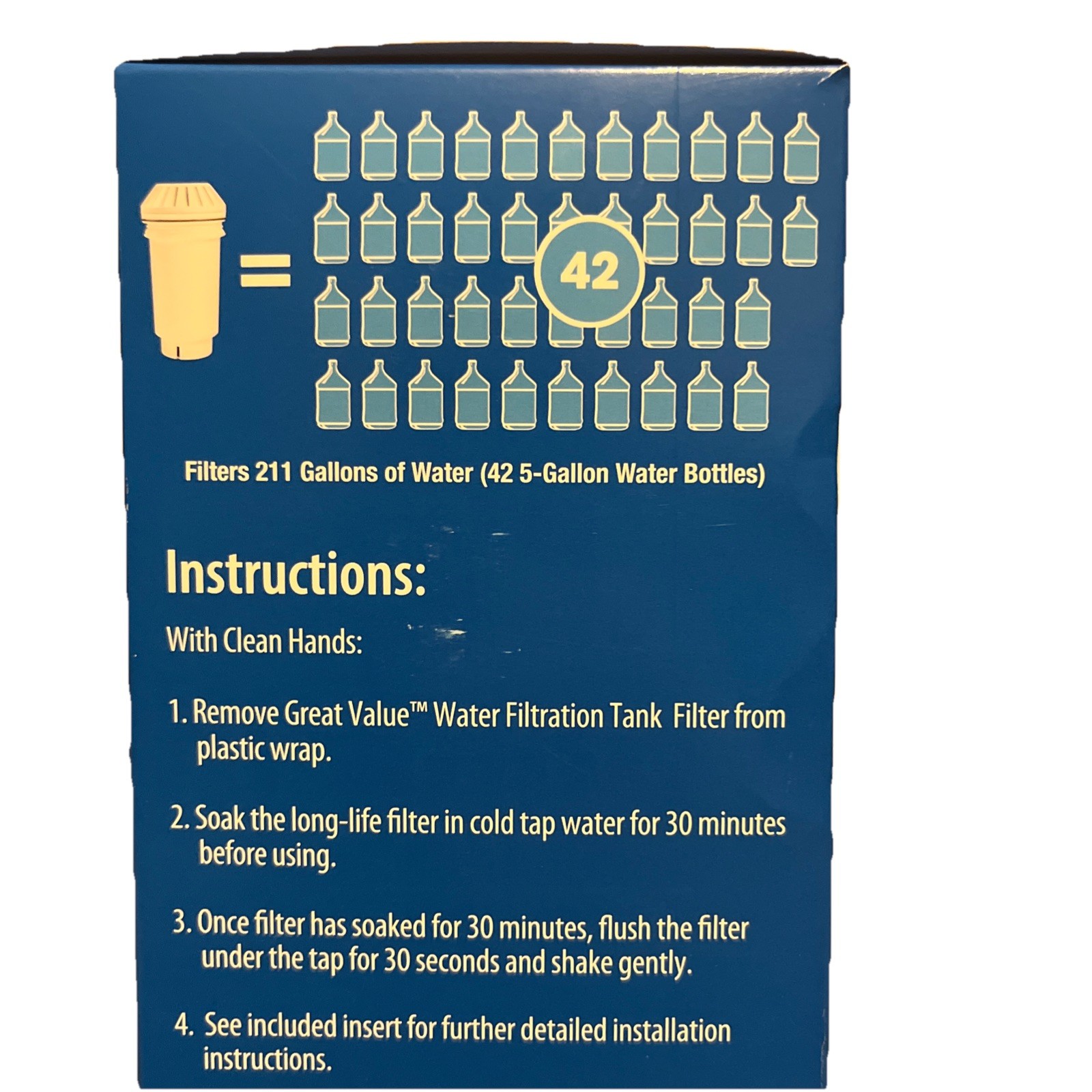 Great Value Water Filtration Tank Replacement Filter New
