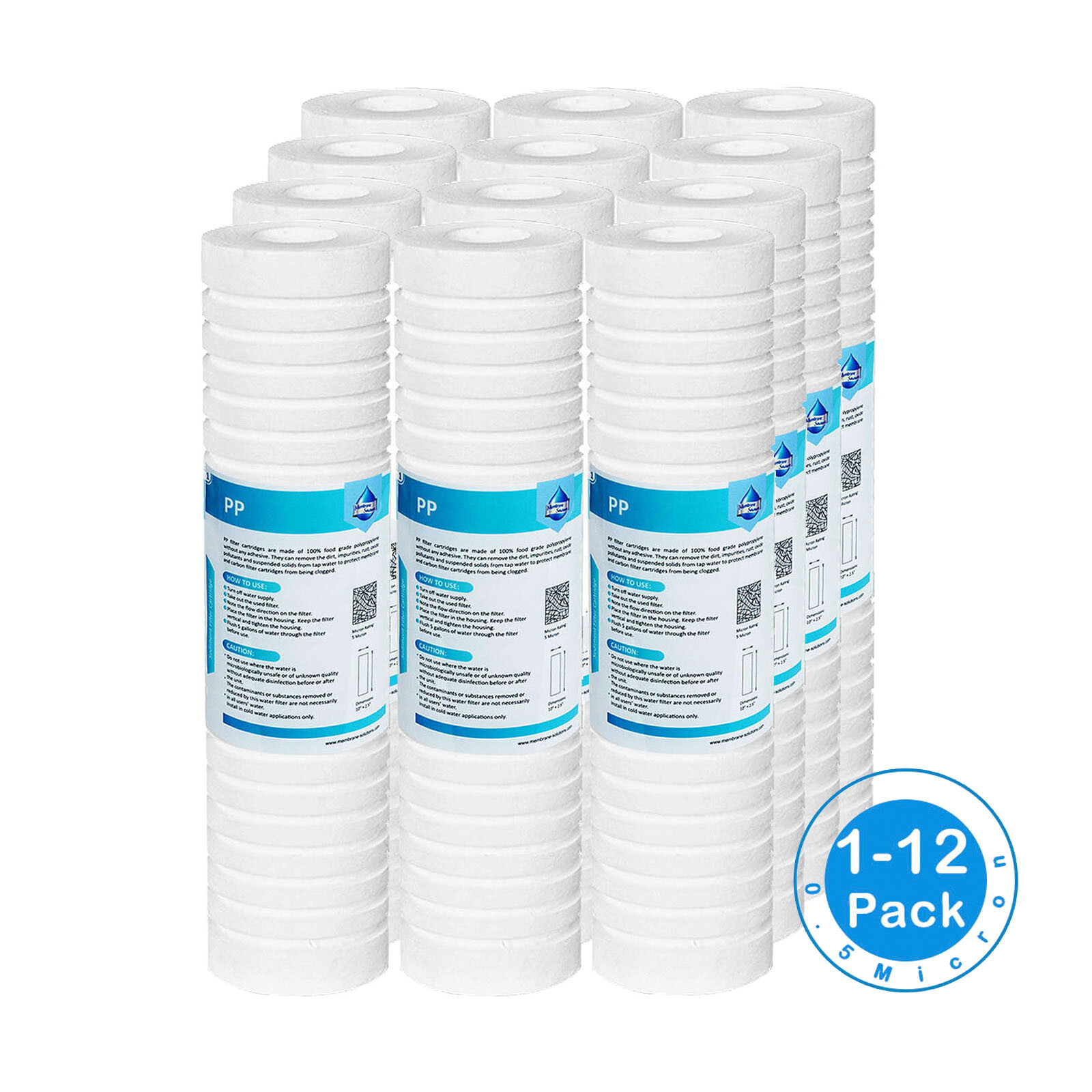 0.5 Micron 10″x2.5″ Grooved Sediment Water Filter Cartridges Whole House 1-12PK