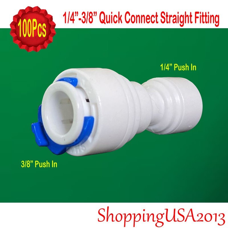 100 Pcs 1/4-3/8″ Quick Connect Straight Fitting Push In Connector Water Filter