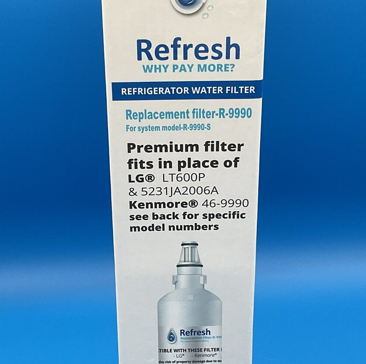 REFRESH R-9990 Refrigerator Water Filter Replacement LG Kenmore NEW Free Ship!