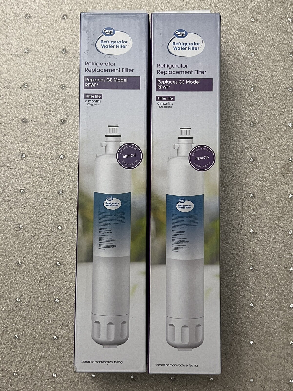 2x GE Refrigerator Water Filter (GV Brand) 6 Month 300gal Model RPWF Replacement