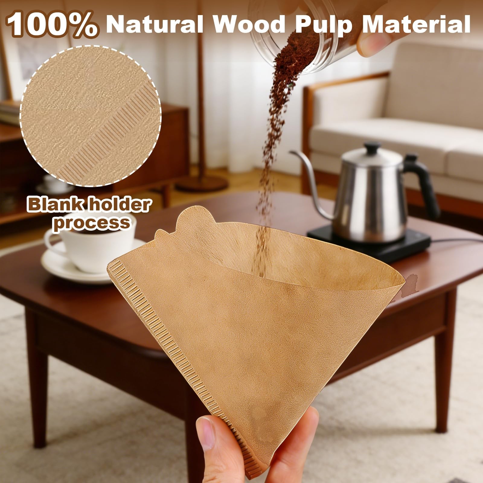 210 Count Coffee Filters #2, Size 02 Cone Filters, 1-4 Cups v02, Brown