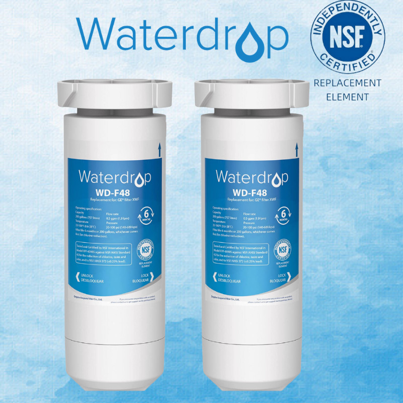 Waterdrop XWF NSF Certified Refrigerator Water Filter,Replacement for GE®,2 pack