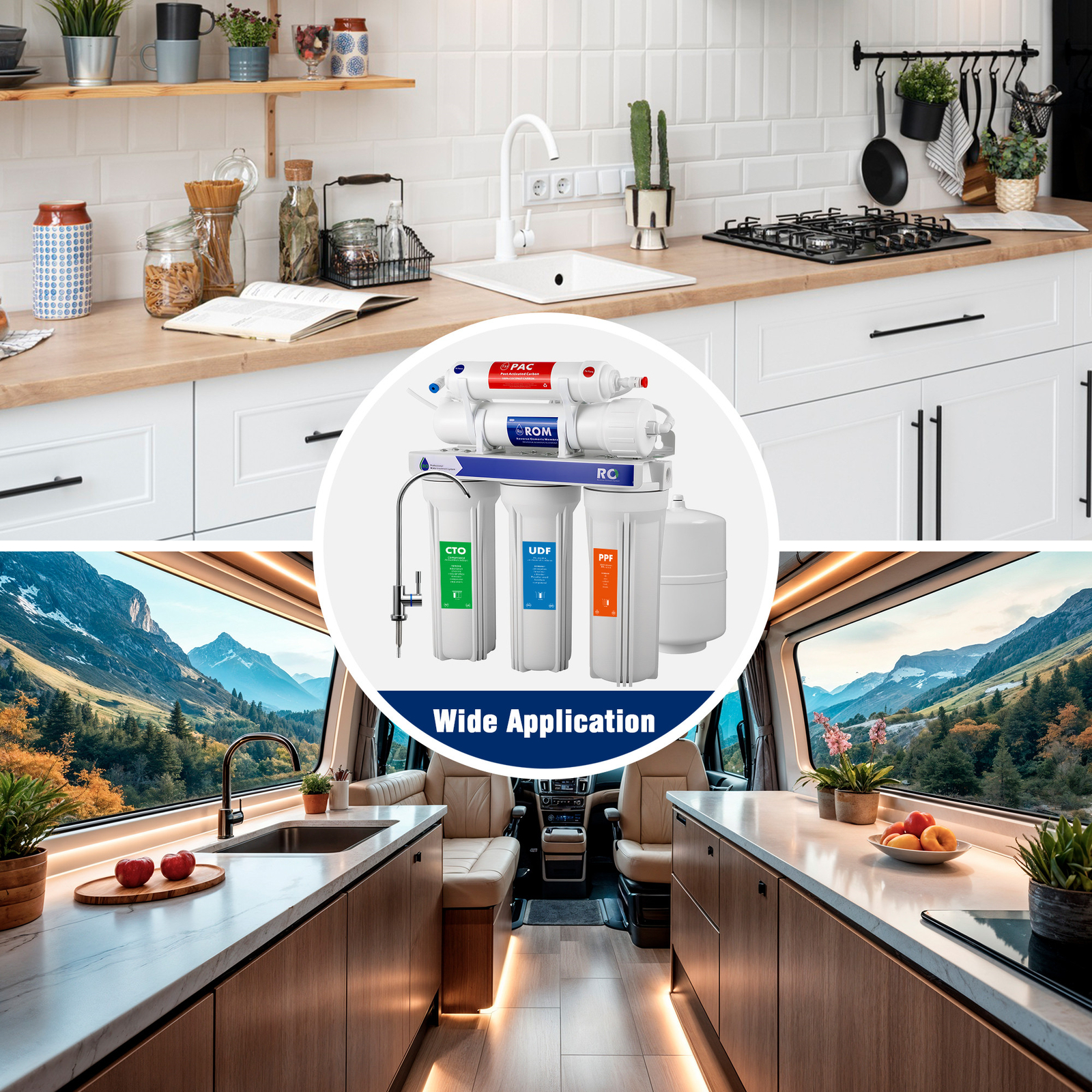 5 Stage Reverse Osmosis Water Filtration System Purifier Home Drinking 75 GPD