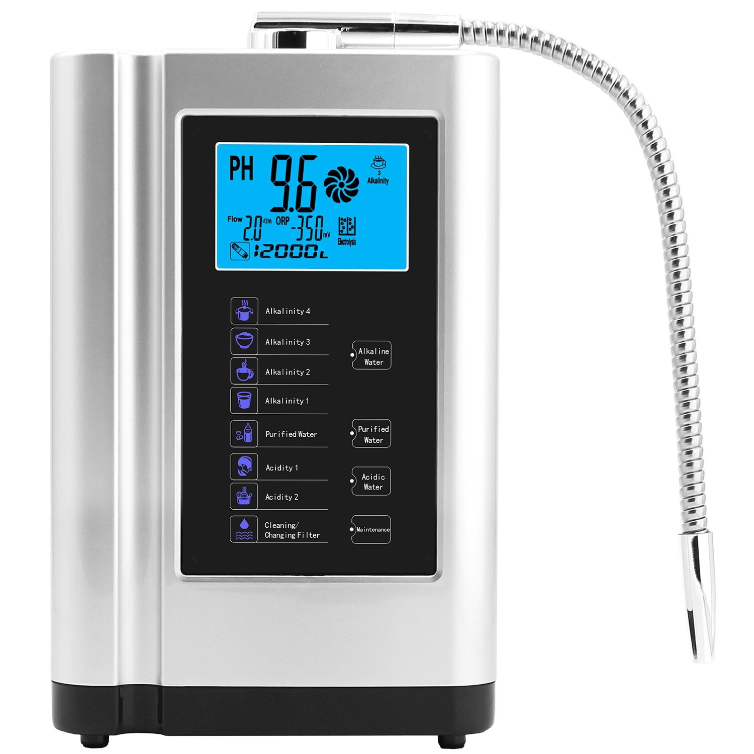 Alkaline Water Ionizer machine hydrogen water Purifier pH3.5-10.5 Water filter