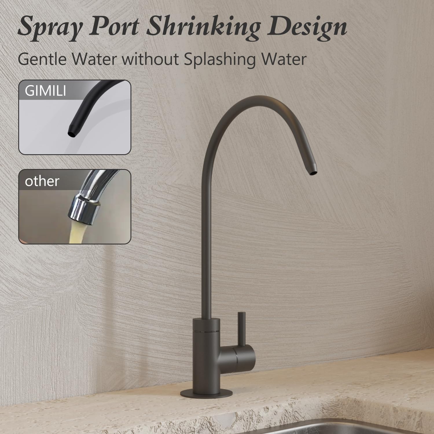 Durable Kitchen Water Filter Faucet with 1.8 GPM Flow Rate and Built-In Filter