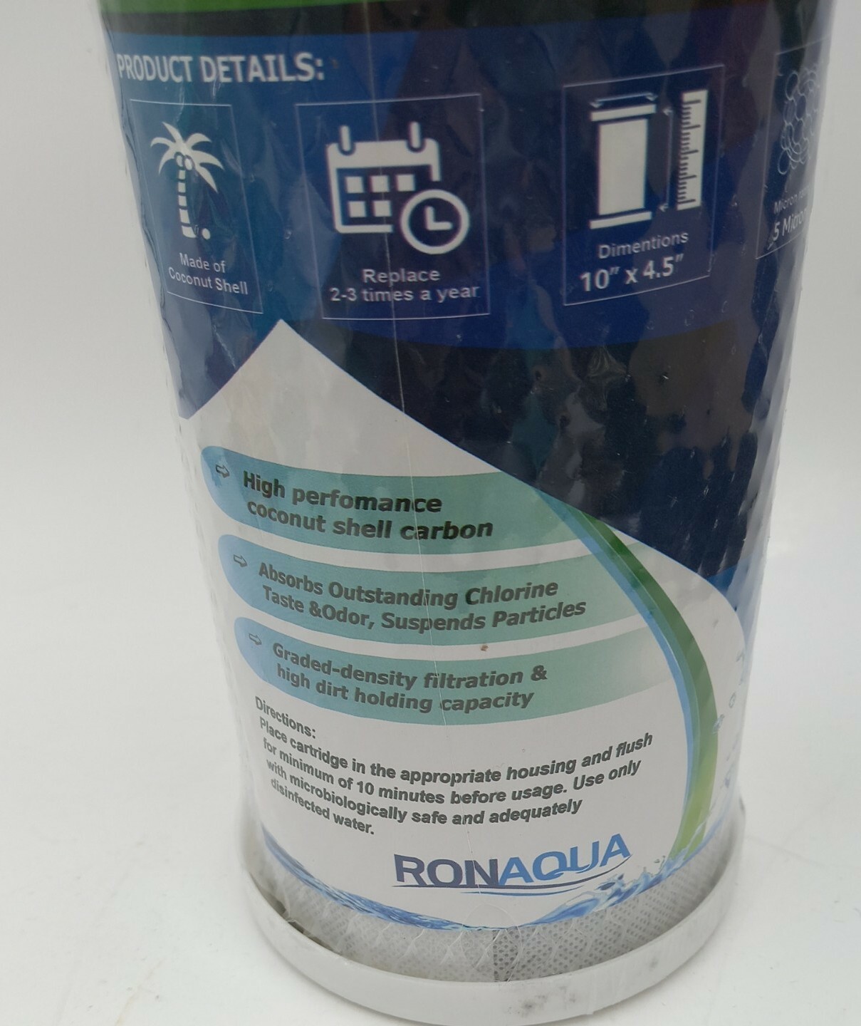 RONAQUA BLOCK ACTIVATED CARBON FILTER 10″BIG BLUE