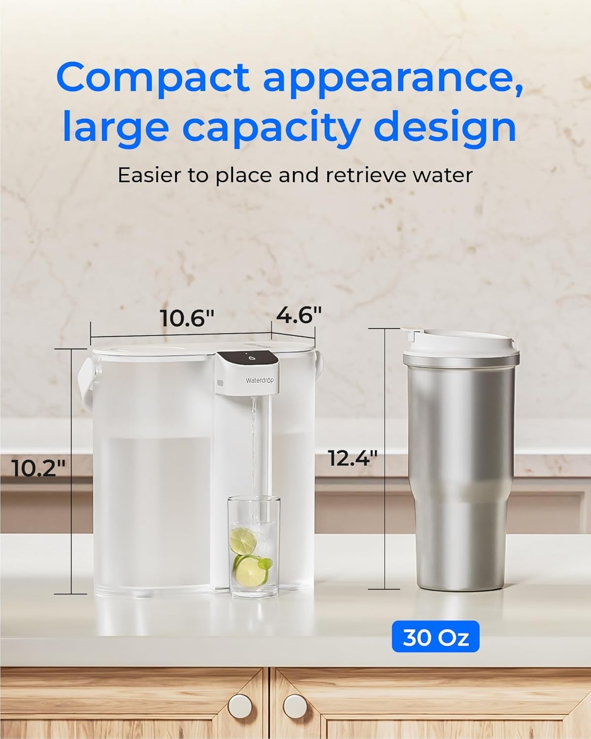 Waterdrop Compact Electric Water Filter Pitcher, Dispenser,14-Cup,with 1 Filter