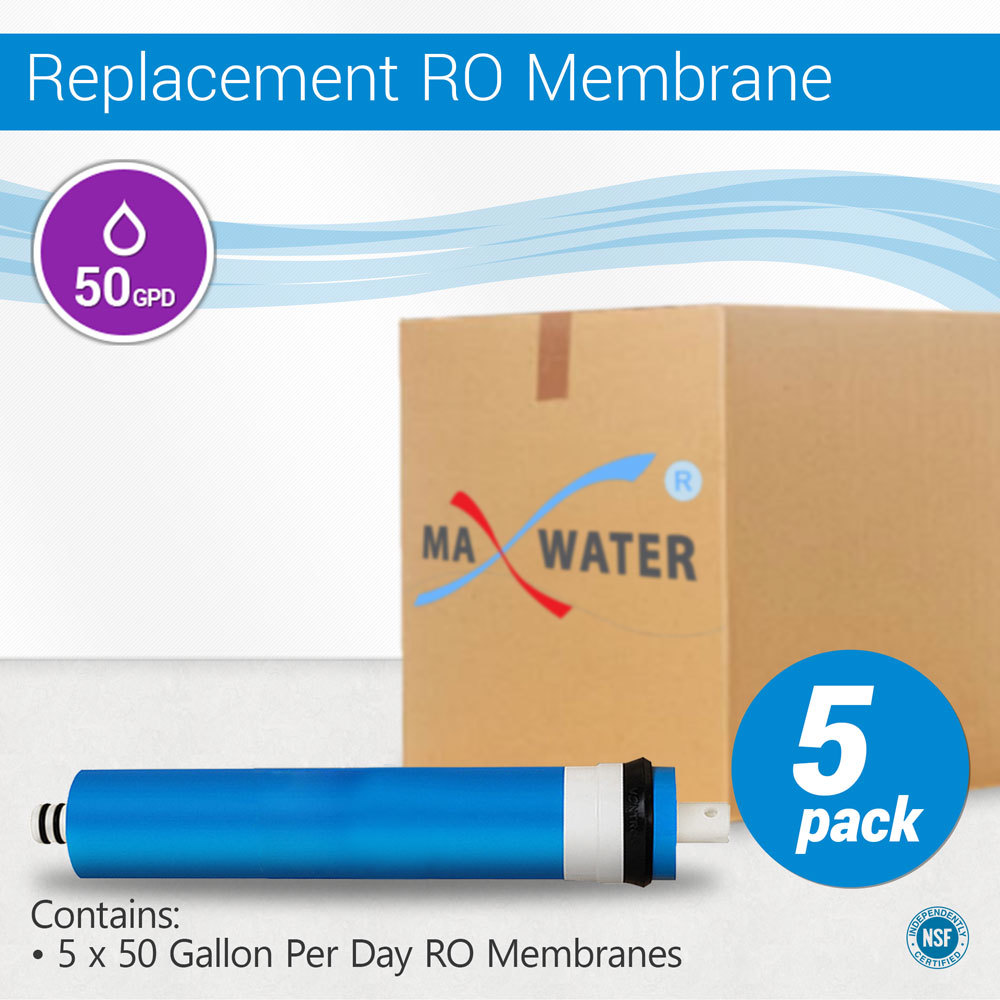 5 Pack 50 GPD Membrane Reverse Osmosis Max Water Filter Universal RO System NSF