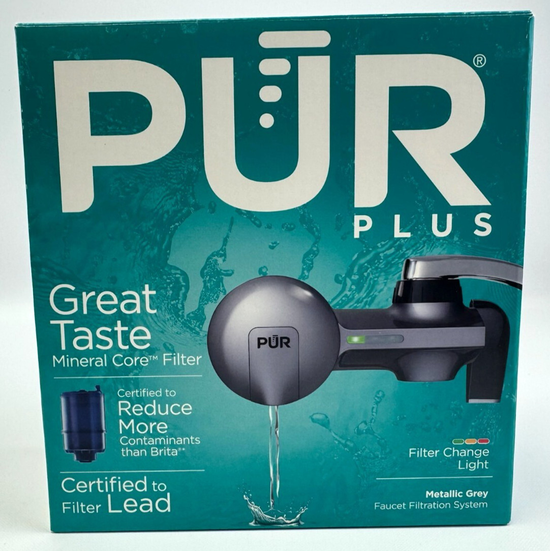 PUR PLUS Faucet Filtration System – Metallic Gray (PFM350V) w/ 3 Extra Filters