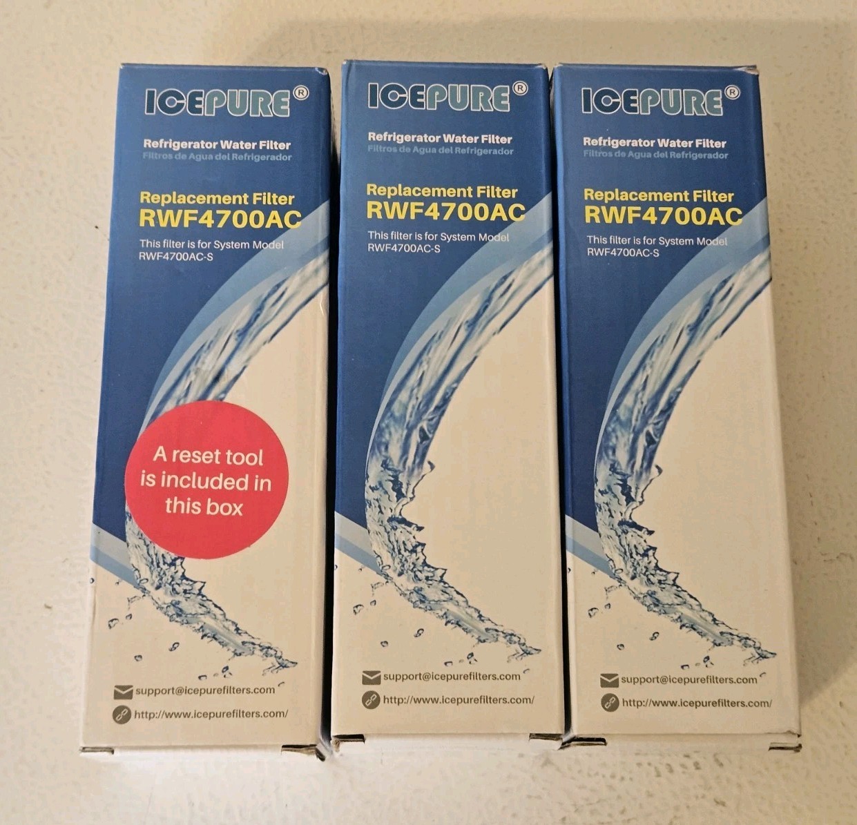 ICEPURE RWF4700AC Water Filter 3 Pack + AF004 Air Filter 3 Pack Bundle