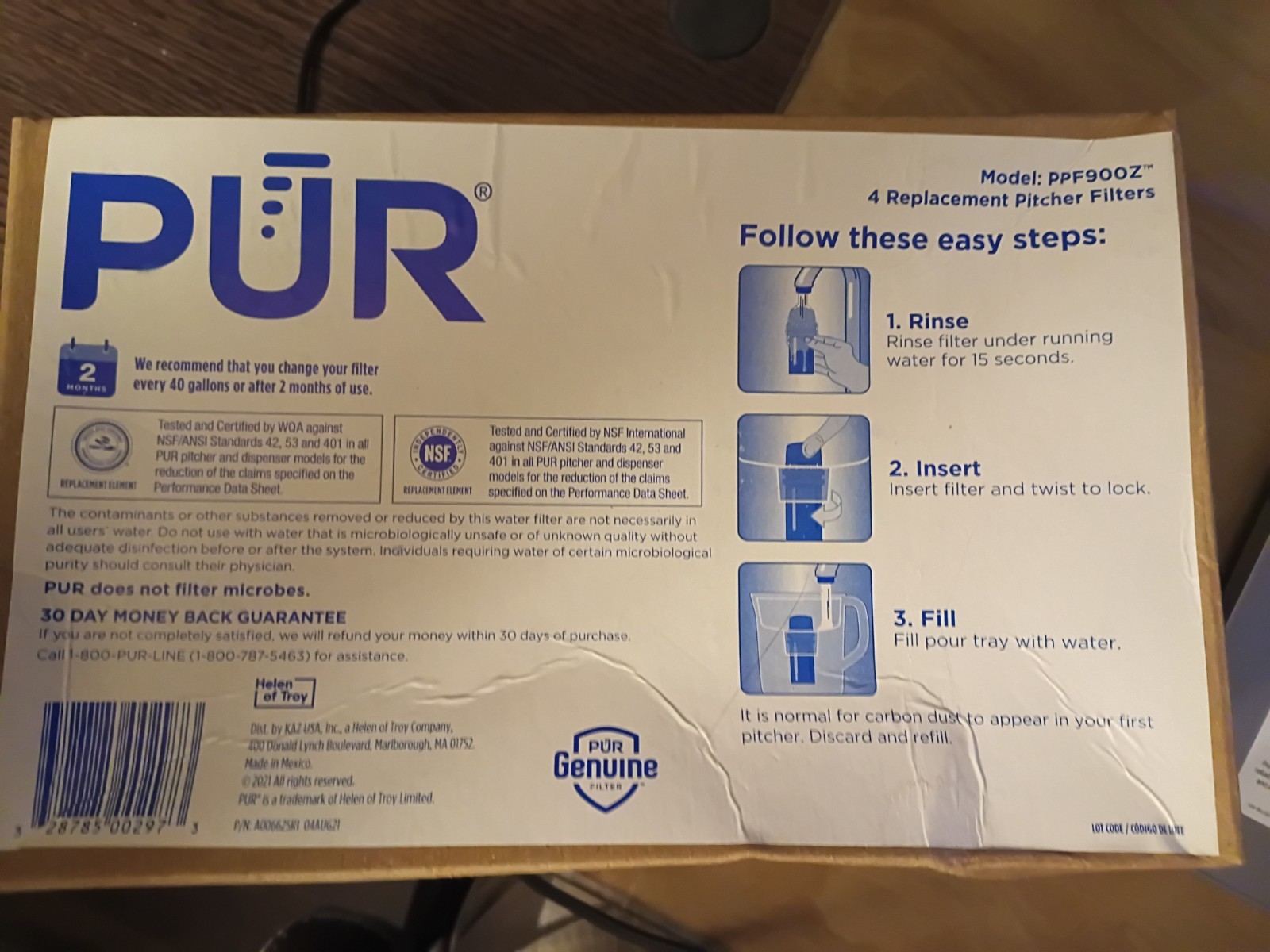 4x Genuine PUR PPF900Z Replacement Water Pitcher Filters Sealed