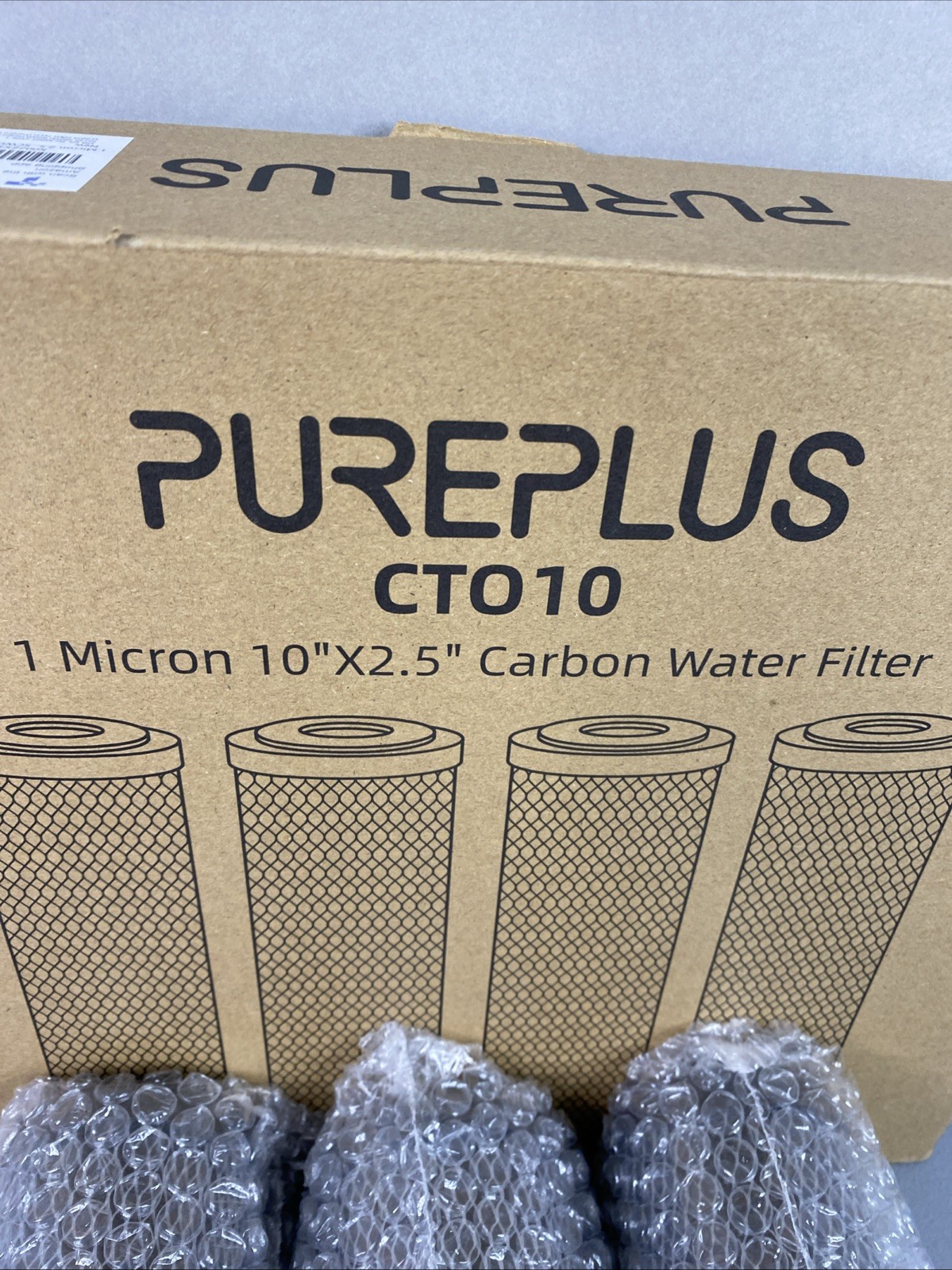 3 Pack Pureplus CT010 Sintering Activated Carbon Block Water Filter 10″ x 2.5″