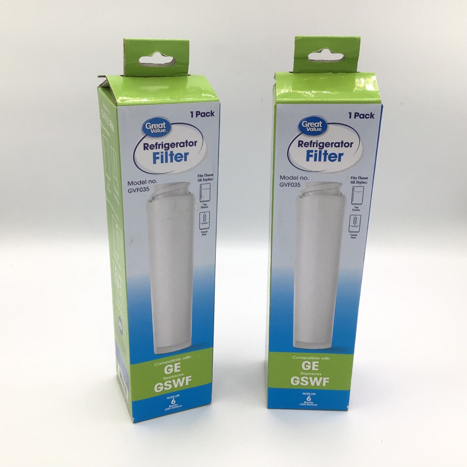 2 Great Value Refrigerator Filter Model No. GVF035 Replacement for GE GSWF New
