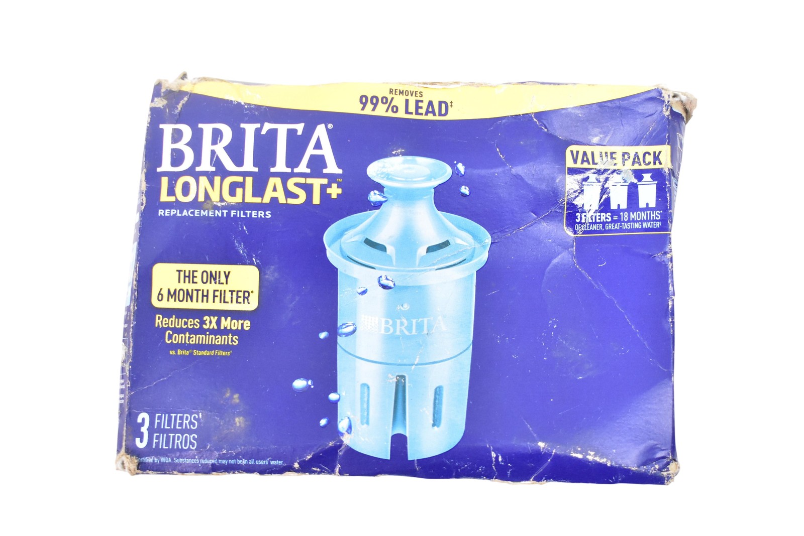 Brita Maxtra+ Longlast+ Water Filter Cartridges Blue 3 Pack Value 99% Lead