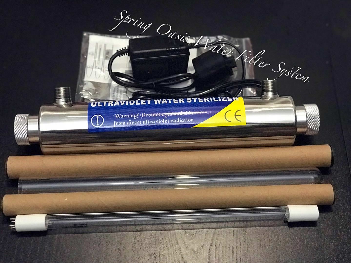 Ultraviolet UV Light 16W(254nm) Water Filter Stainless Steel Chamber w 1/2″ Port