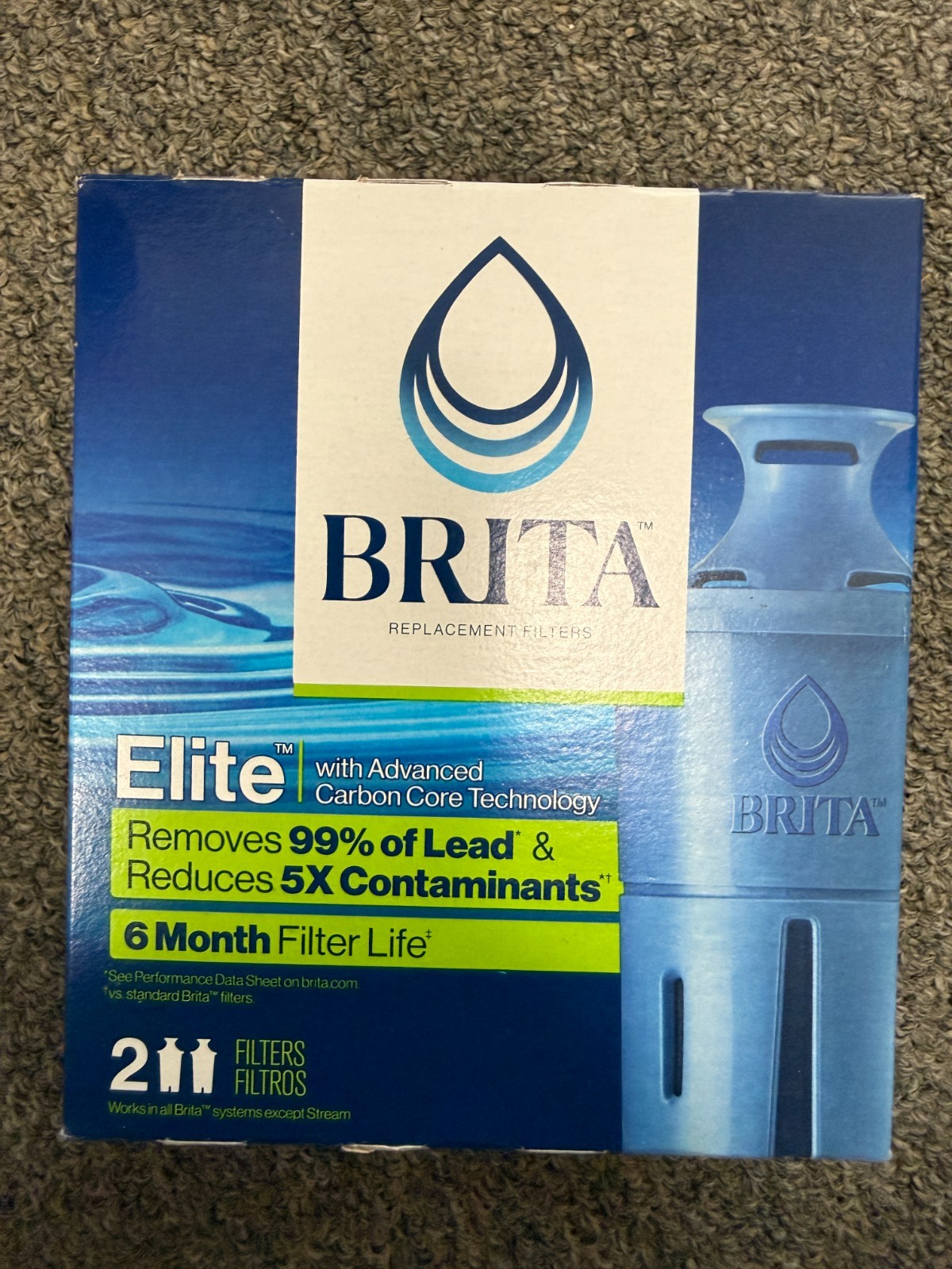 Brita Elite Replacement Water Filter for Pitchers and Dispensers, 2 Pack, Sealed