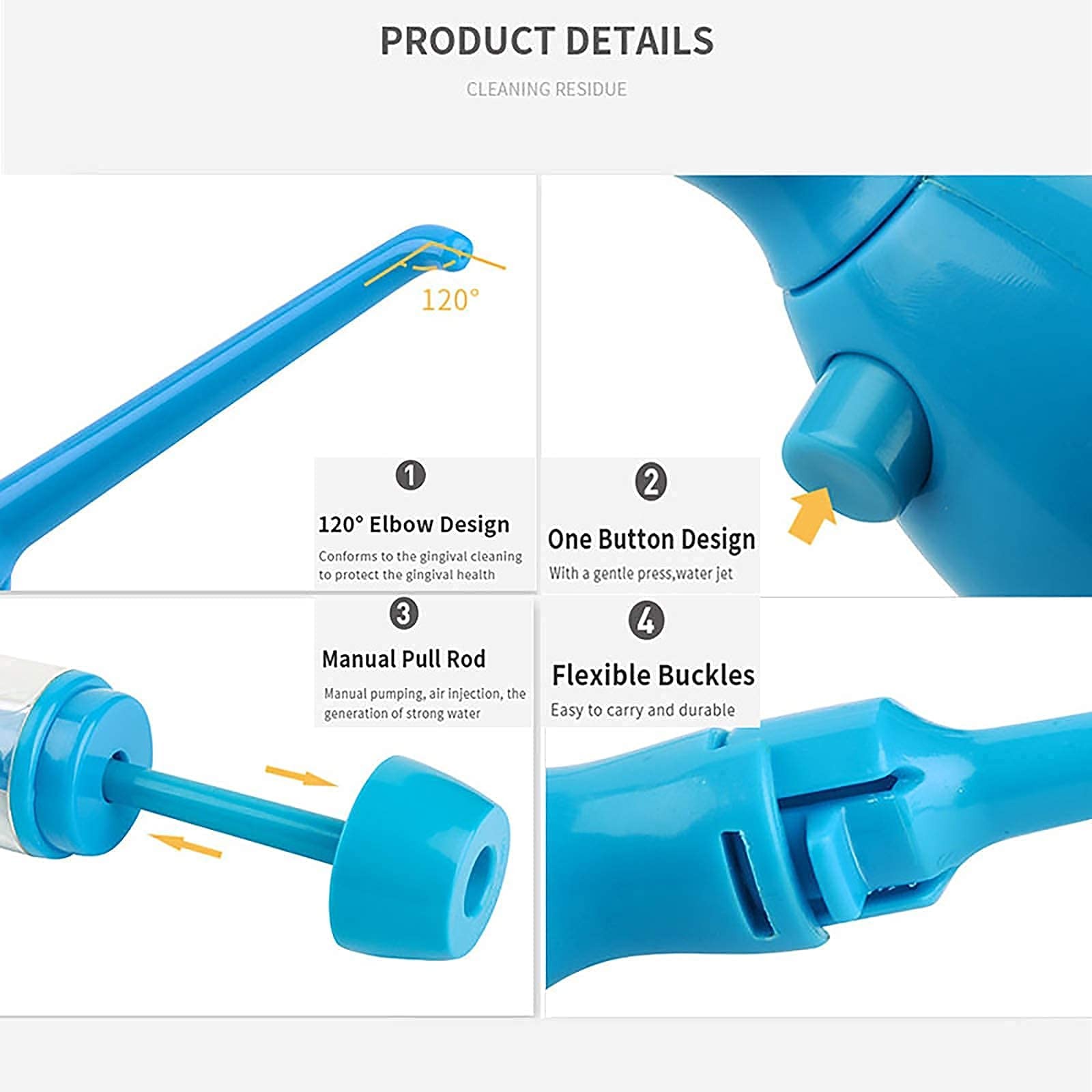 Water Dental Flosser Non-Electric Portable 1 Count (Pack of 1), Blue