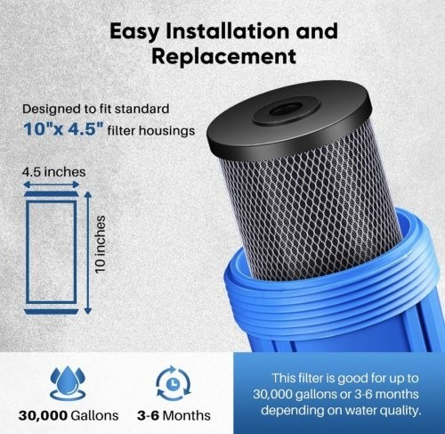 PUREPLUS Coconut Shell Water Filter Cartridge, Activated Carbon Block CTO,…