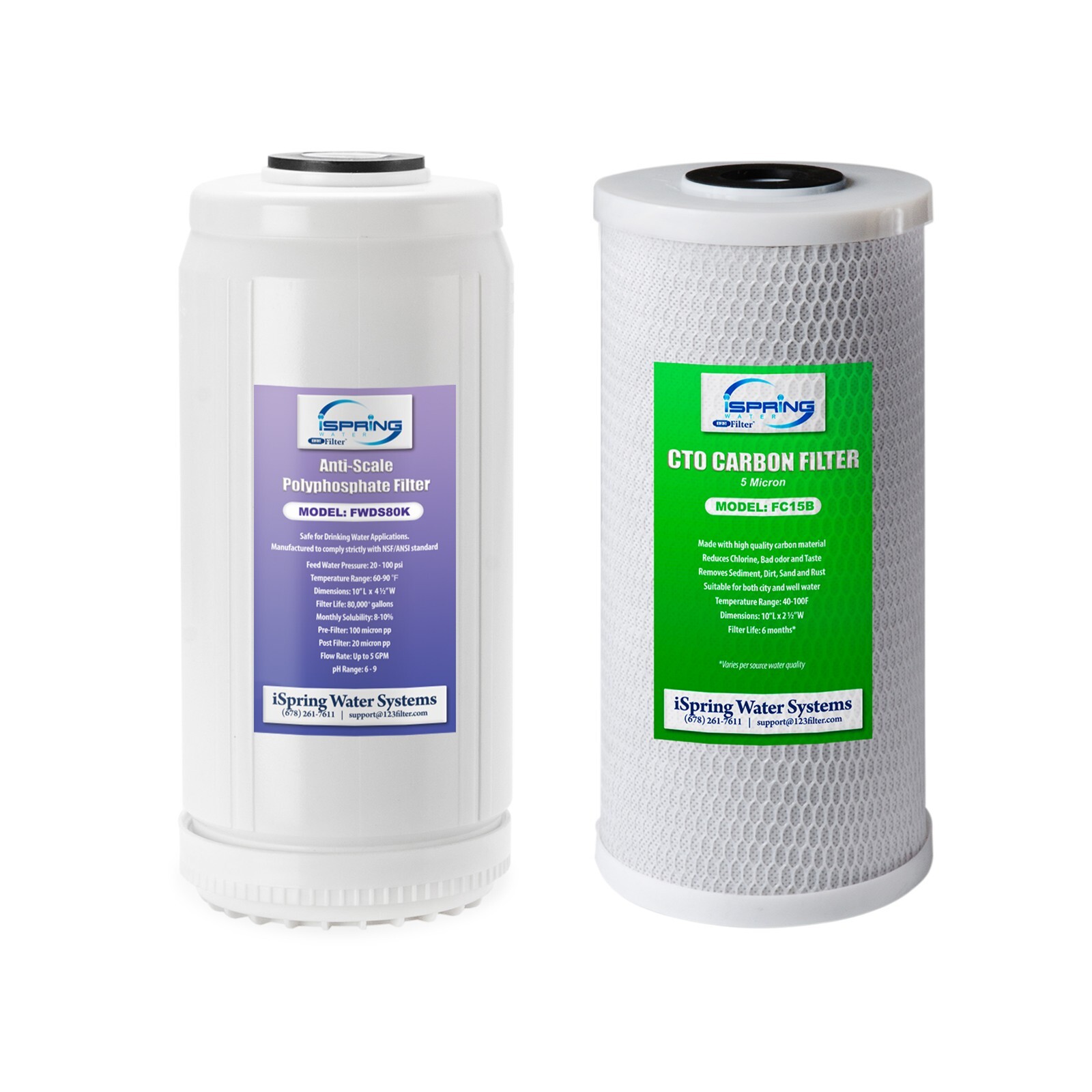 iSpring F2WGB21BDS Whole House 4.5″x10″ CTO Carbon Block and Anti-Scale Filters