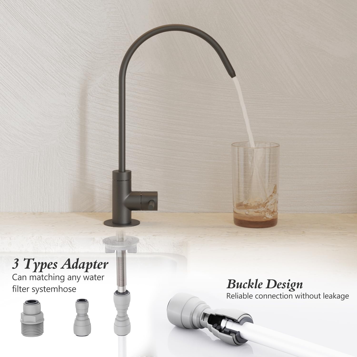 Durable Kitchen Water Filter Faucet with 1.8 GPM Flow Rate and Built-In Filter