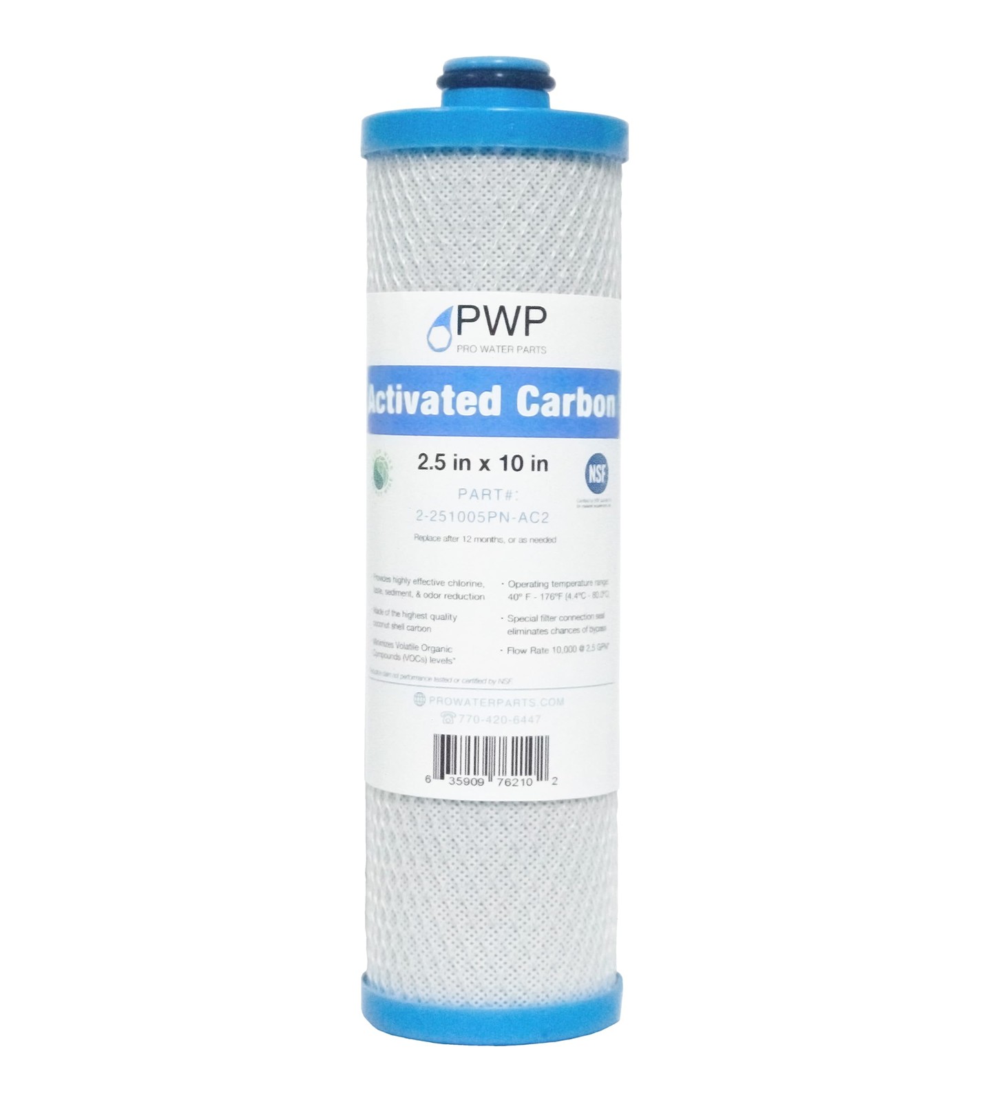 RV Water Filter Activated Carbon Block Push-Nipple Cartridge OEM 2.5 x 10″ fo…