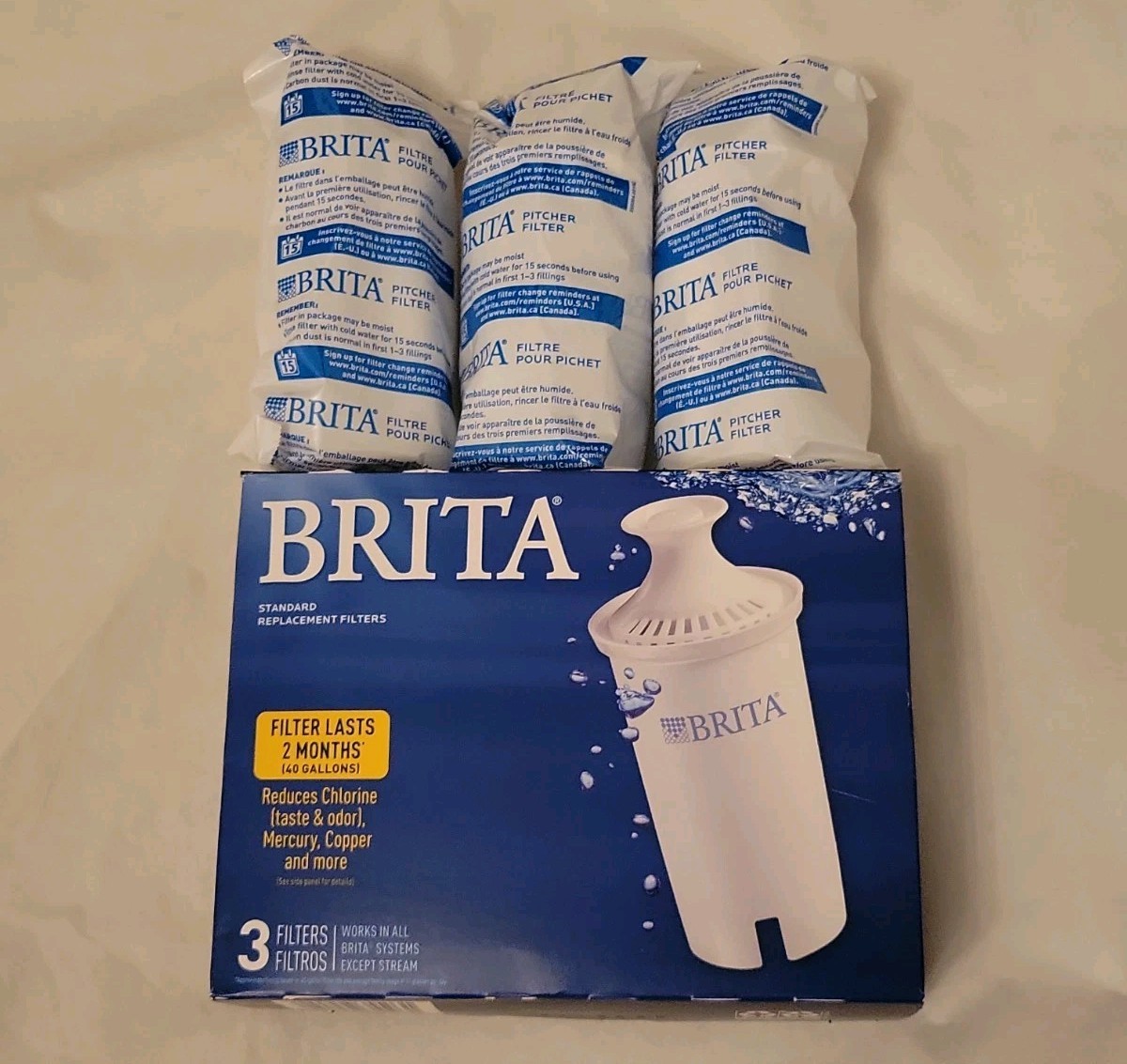 Brita Standard Water Filter 0B03 Replacement 3 Pack Pitchers Dispensers