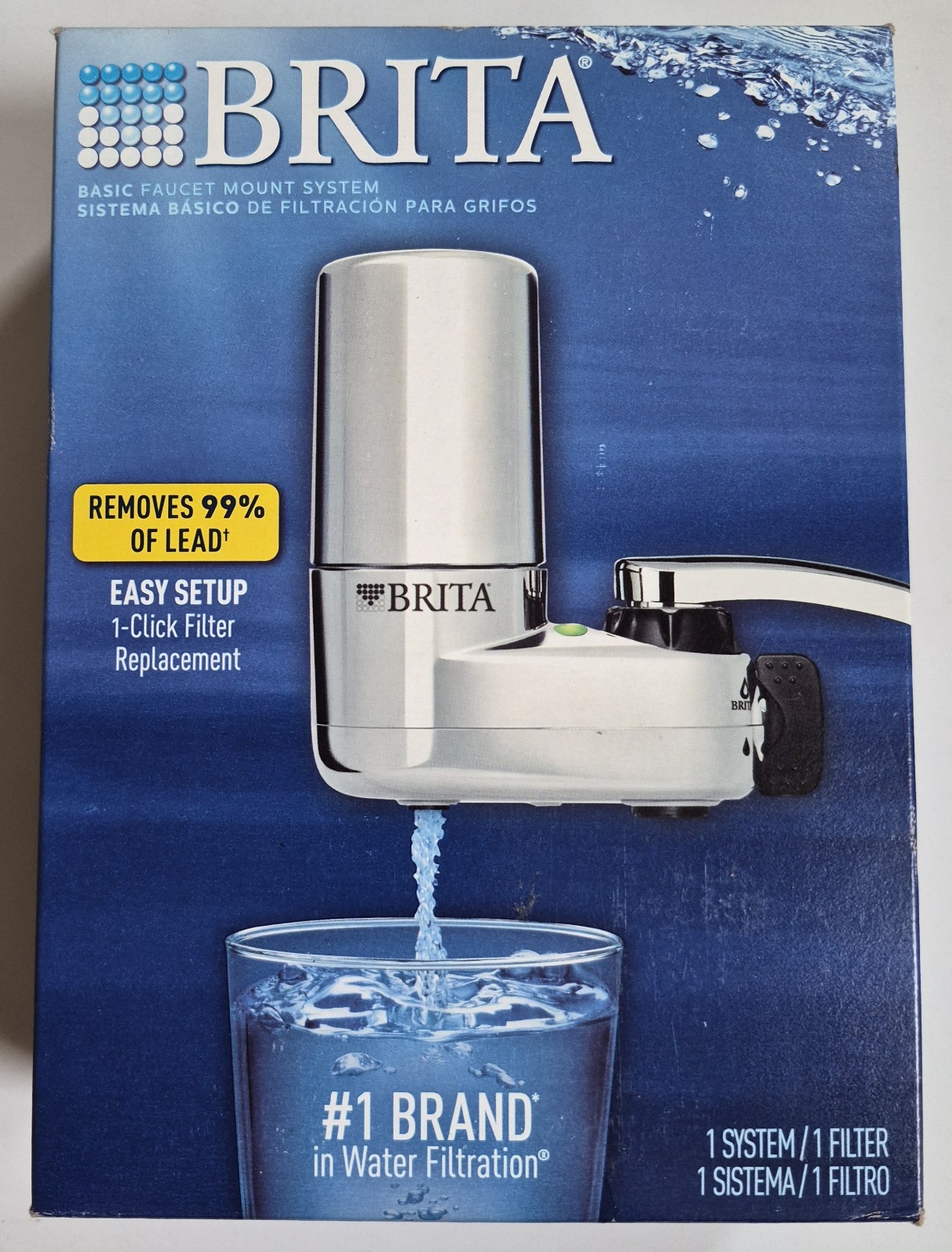 Brita Faucet Mount Water Filter System Chrome, No-Wait Filtration, Easy Install