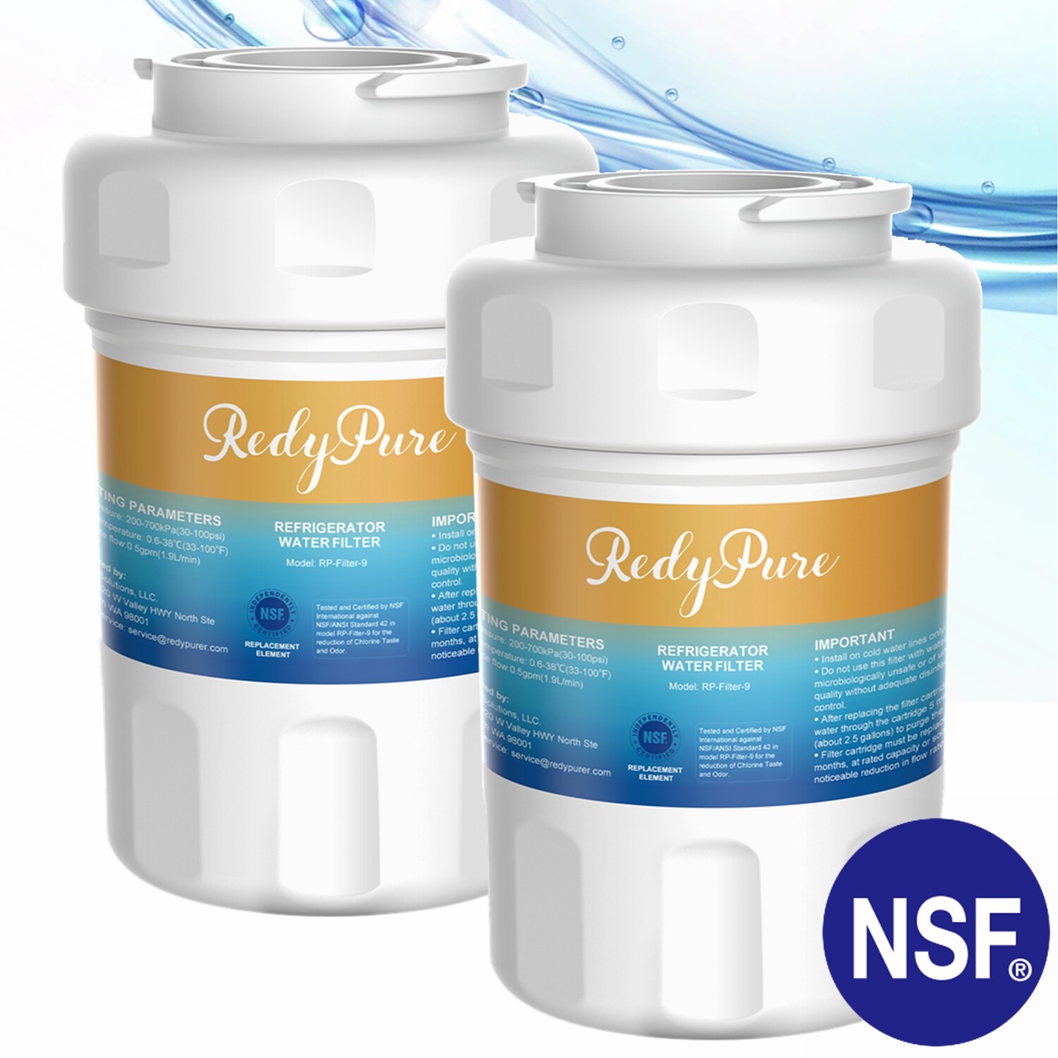 2 Pack Refrigerator Water Filter for GE Smartwater MWF MWFP HWF HWFA GWF 469996