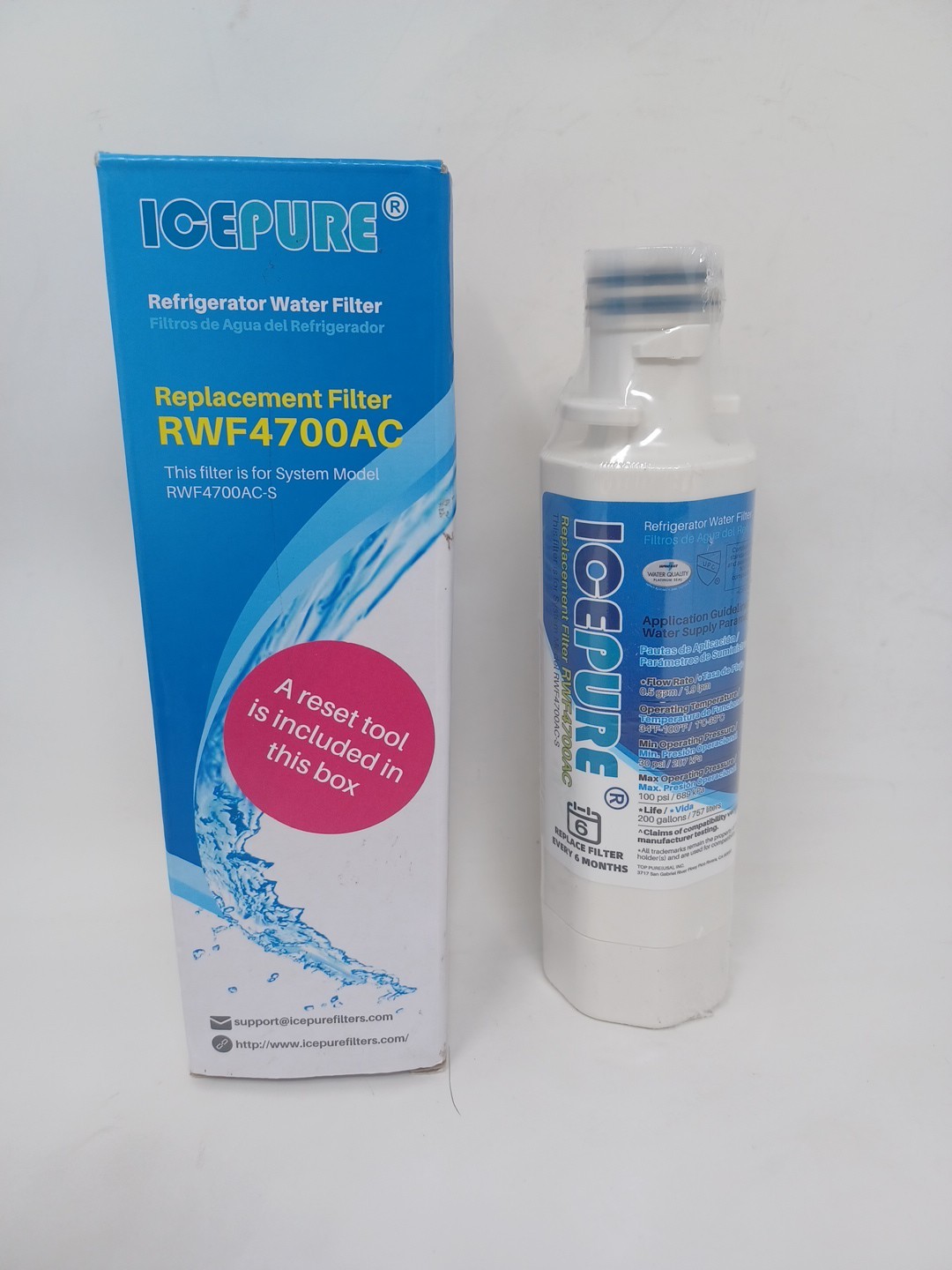 RWF4700AC Water Filter Fit for LT1000P, ADQ747935, LMXS28626D, LT1000PC 2PACK