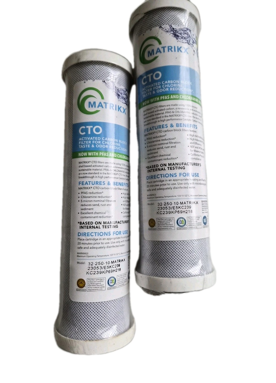 Matrikx 32-250-10-MATRIKX (2 PACK) CTO 5-Micron 2.5″ X 10″ Chlorine/Taste/Odor