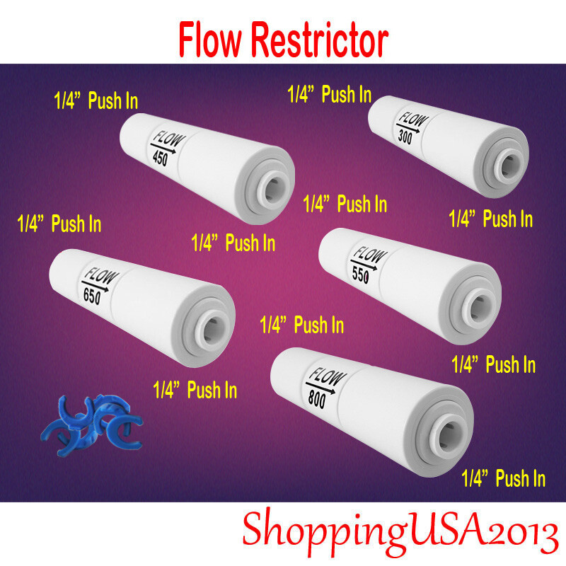 2 Pcs Flow Restrictor 1/4-1/4 Quick Connect Push In 300,450,550,650,800cc RO