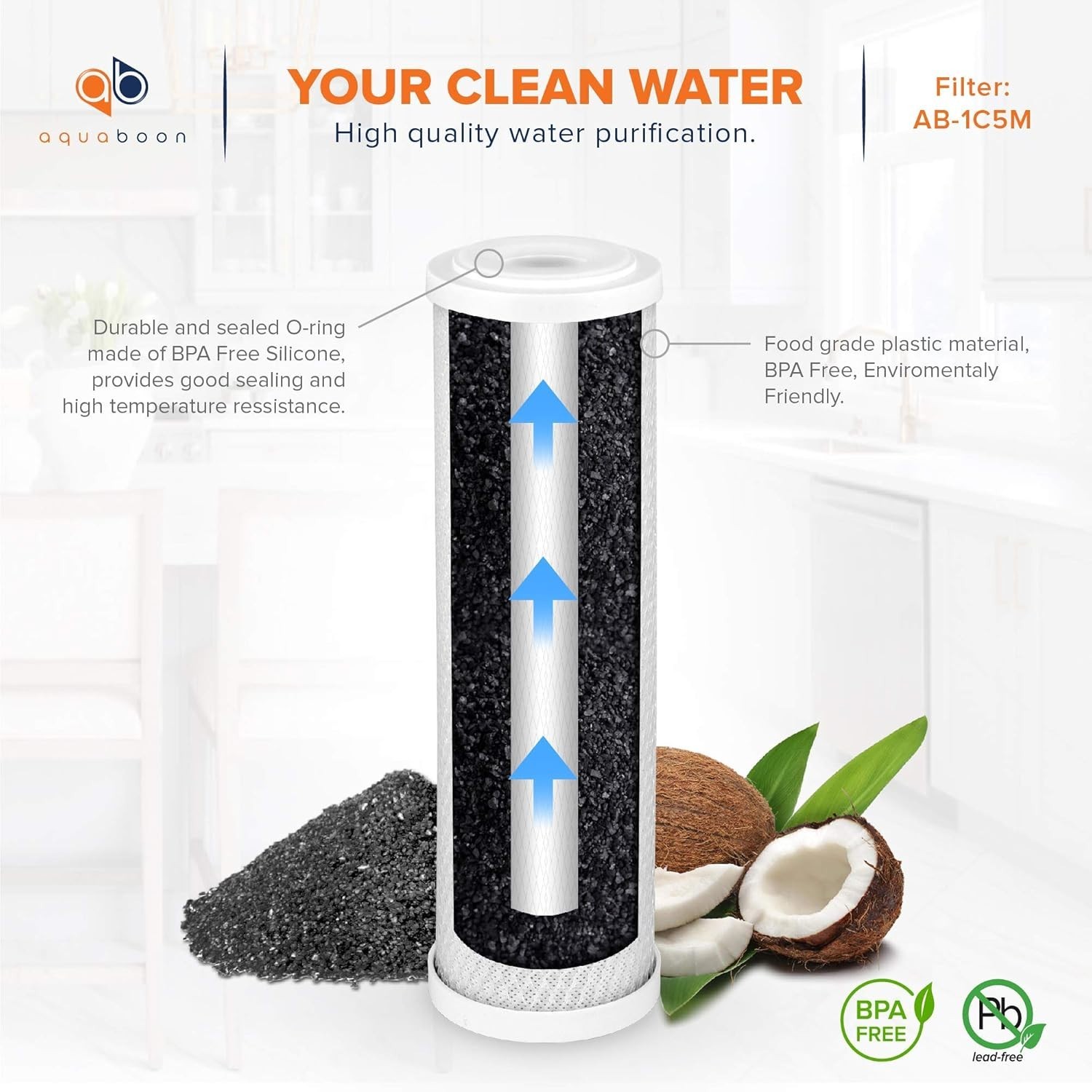 5 Micron Water Filter Cartridge Set of 3 – Removes Odors and Impurities