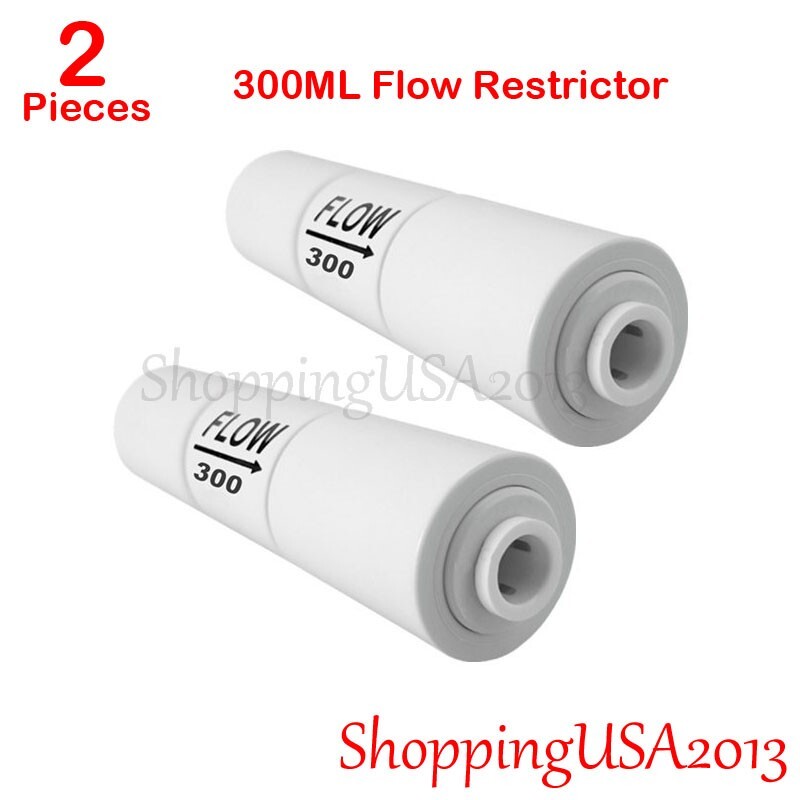 2 Pcs 300 ML Flow Restrictor Push In Quick Connect Unter Sink RO Water Filter