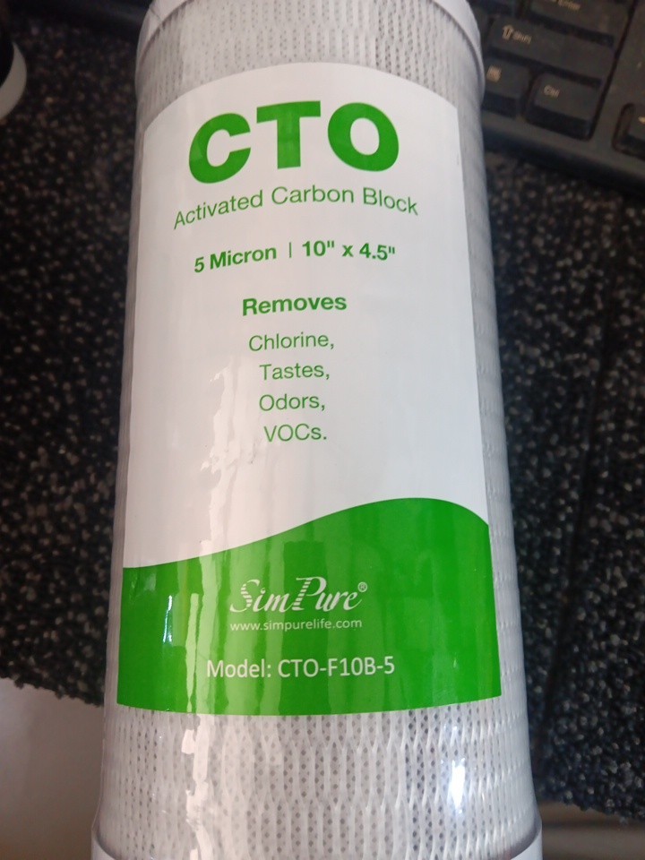 SimPure CTO-F10B-5 Activated Carbon Block CTO 5 Micron Water Filter 10X4.5″