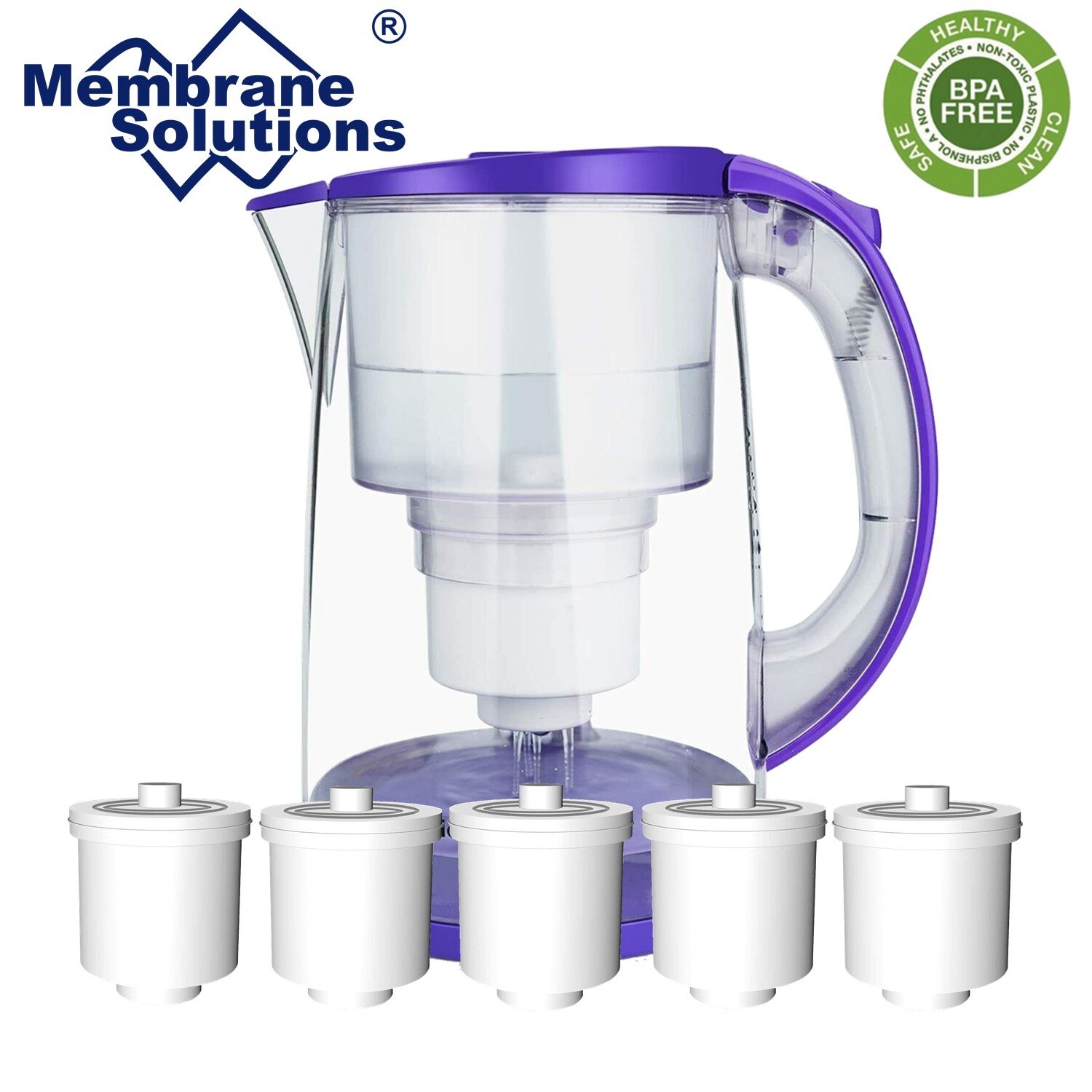 DP05 Water Filter Pitcher w/Filter,Long-Lasting 200gallons,Filtration Jug 12-Cup